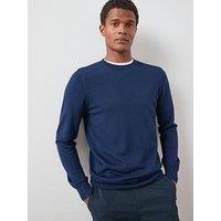 Very Man Merino Wool Long Sleeve Crew Neck Jumper - Navy