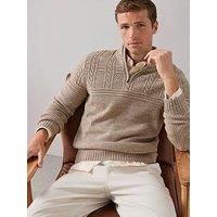 The Very Collection Cable Knit 1/4 Zip Jumper With Wool - Beige