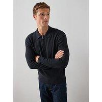 The Very Collection Cotton Rich Textured 1/4 Zip - Navy