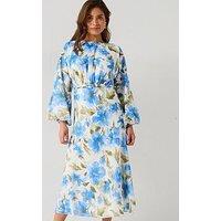 Six Stories Floral Balloon Sleeve Maxi Dress