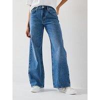 V By Very Low Slung Baggy Jeans - Mid Wash