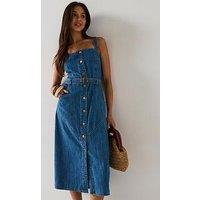 V By Very Western Denim Dress - Mid Wash