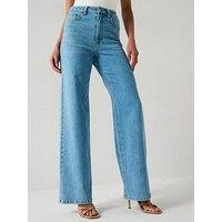 V By Very Wide Leg Jeans With Stretch - Mid Wash