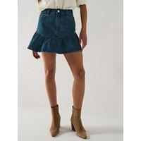 V By Very Denim Ruffle Skirt - Dark Wash