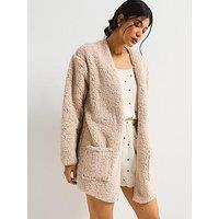 V By Very Borg Cardigan - Cream