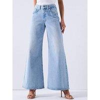 V By Very Denim Palazzo Jeans - Light Wash