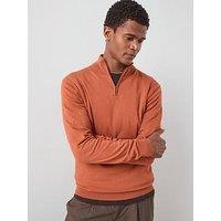 The Very Collection Cotton Rich Knitted 1/4 Zip Jumper - Rust