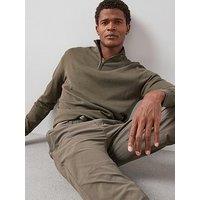 The Very Collection Cotton Rich Knitted 1/4 Zip Jumper - Khaki