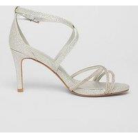 Quiz Silver Shimmer Cross Strap Heels