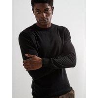 Very Man Cotton Rich Knitted Crew Neck Jumper - Black