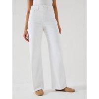 V By Very Wide Leg High Waist Jeans - White