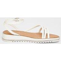 Quiz White Strappy Flat Sandals