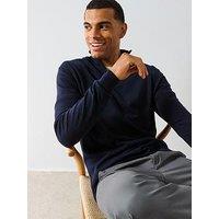 Very Man Cotton Rich Knitted 1/4 Zip Jumper - Navy