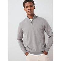 The Very Collection Cotton Rich Knitted 1/4 Zip Jumper - Charcoal