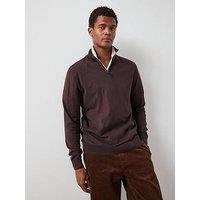 The Very Collection Cotton Rich Knitted 1/4 Zip Jumper - Burgundy