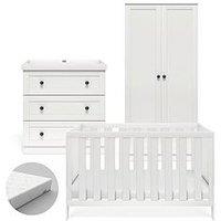 Silver Cross Bromley 4 Piece Set With Truefit Cot Bed Mattress - White