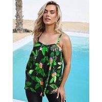 Yours Curve Hawaii Pleated A-Line Tankini - Multi