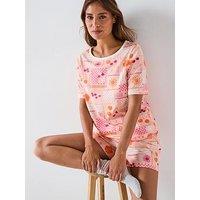 Everyday Summer Print Short Sleeve Short Pyjama Set - Orange