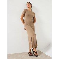 V By Very Viscose Drape Maxi Dress - Brown