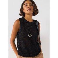 V By Very Allover Crochet Vest - Black