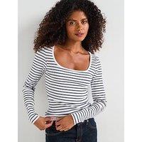 V By Very Long Sleeve Square Neck Tee - Cream