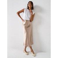 V By Very Woven Satin Hem Dress - White