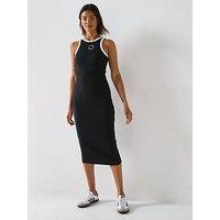 V By Very Ribbed Midaxi Dress With Contrast Trim - Cream