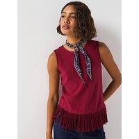 V By Very Fringe Hem Vest - Purple