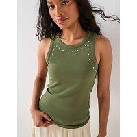 V By Very Stud Vest - Green