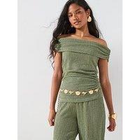 V By Very Texture Bardot Co Ord - Green
