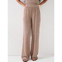 V By Very Texture Wide Leg Co-Ord Trousers - Brown