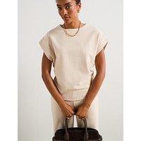 V By Very Pinstripe Co Ord T-Shirt - Cream