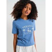 V By Very Crew Graphic Tee - Blue