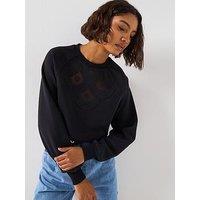 V By Very Cut Out Mesh Sweat - Black