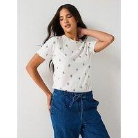 V By Very Embellished T-Shirt Motif - White