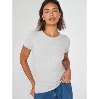V By Very Short Sleeve Rib Tee - Grey