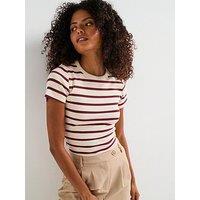 V By Very Short Sleeve Rib Tee Scoop - Burgundy