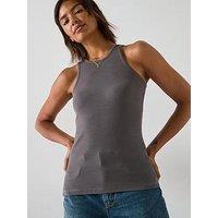 V By Very High Neck Rib Vest - Blue