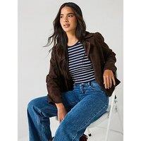 V By Very High Neck Rib Vest Stripe - Navy