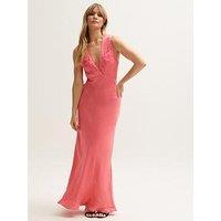 Lily & Lionel Pandora Bias Cut Sleeveless Embroidered Maxi Dress - Orange