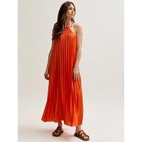 Lily & Lionel Philomena Halter Neck Pleated Maxi Dress - Orange