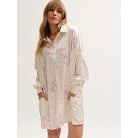 Lily & Lionel Kristy Button Down Large Floral Shirtdress - Cream