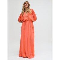 Raffya Somerton Kaftan Style Embroidered Maxi Dress - Orange