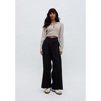 Raffya Farrah Wide Leg Jacquard Trouser - Black
