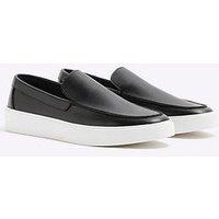 River Island Wedge Cupsole Loafers - Black