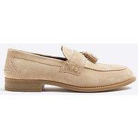 River Island Sardinia Suede Tassel Casual Slip On Shoes - Stone