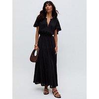 Raffya Candice Flutter Sleeve Jacquard Maxi Dress - Black