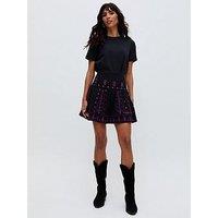 Raffya Issabel All Over Embroidered Mini Skirt - Black
