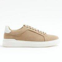 River Island Suede Lace Up Trainer - Beige