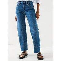 Free People Risk Taker Mid-Rise Straight Jeans - Dark Blue